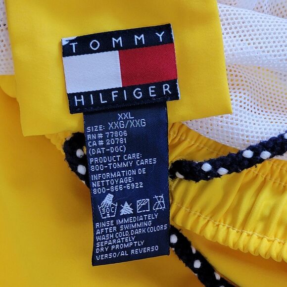 Vtg Tommy Hilfiger Trunks Swim Shorts XXL 2XL Yellow Mesh Lining Drawstring 2001 - Picture 5 of 8